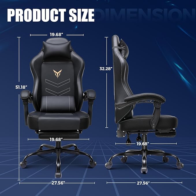 Silla Gamer Ergonómica con Reposapiés y Respaldo Reclinable, miniatura 3