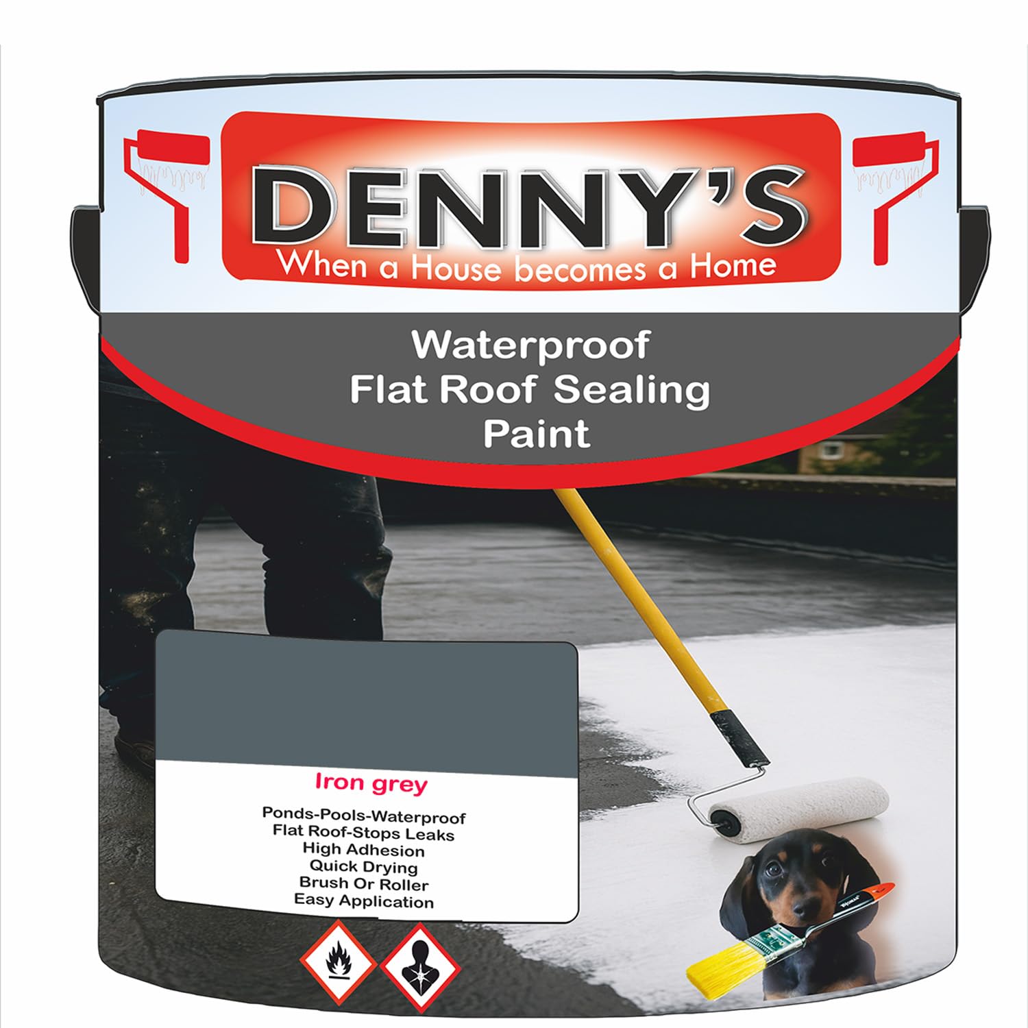 SCOOBYS PAINTS BACK IN THE MIX Chlorinated Rubber Flat Roof Paint – Waterproof Roof Sealer & Leak Repair Coating, Quick Drying, High Adhesion (Iron grey, 1 Litre Tin) — image 1
