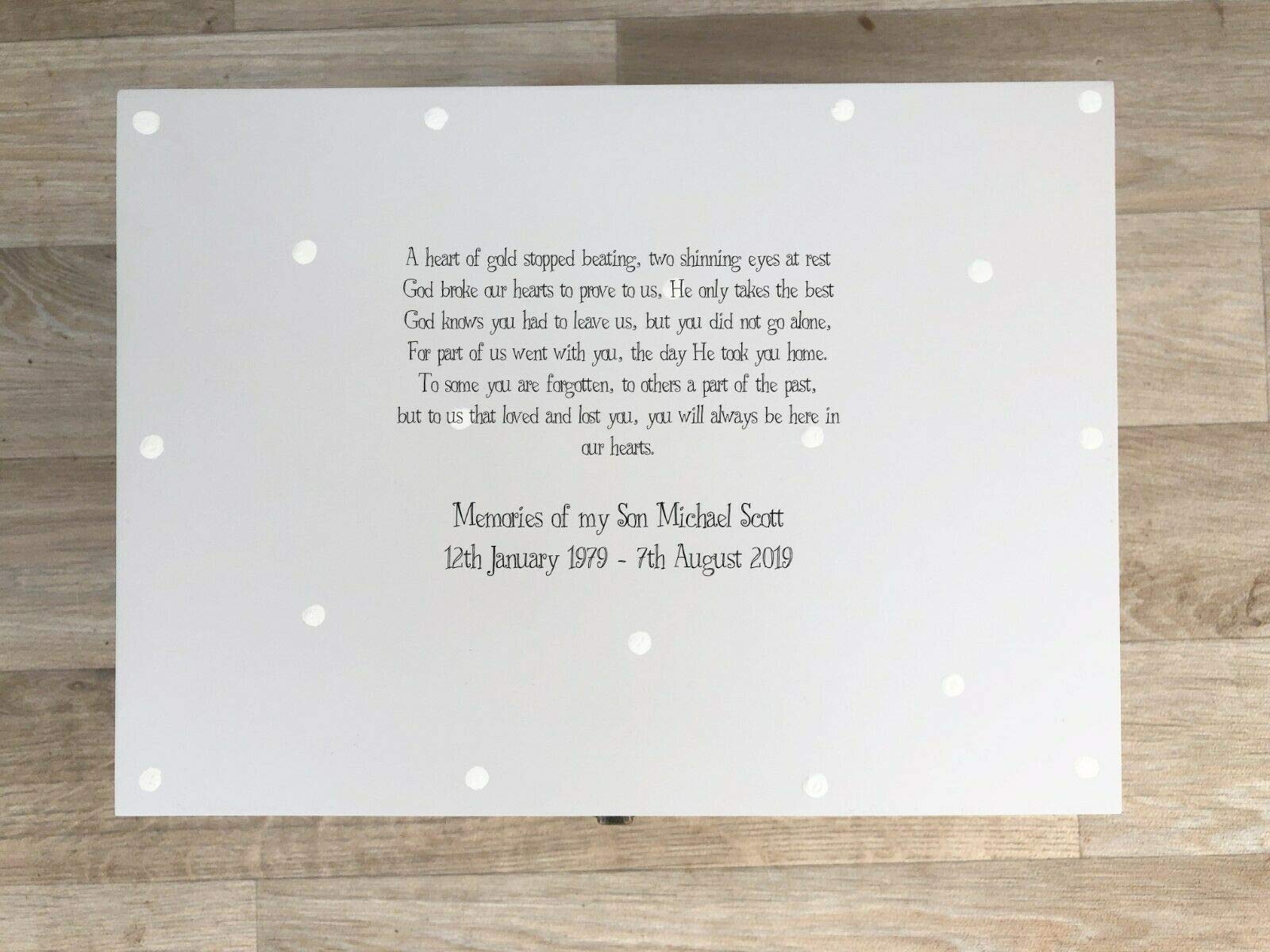 Scatola per ricordi personalizzata, con scritta “Special SON In Memory”, molto grande, per la perdita di un bambino, figlia o qualsiasi nome o testo.