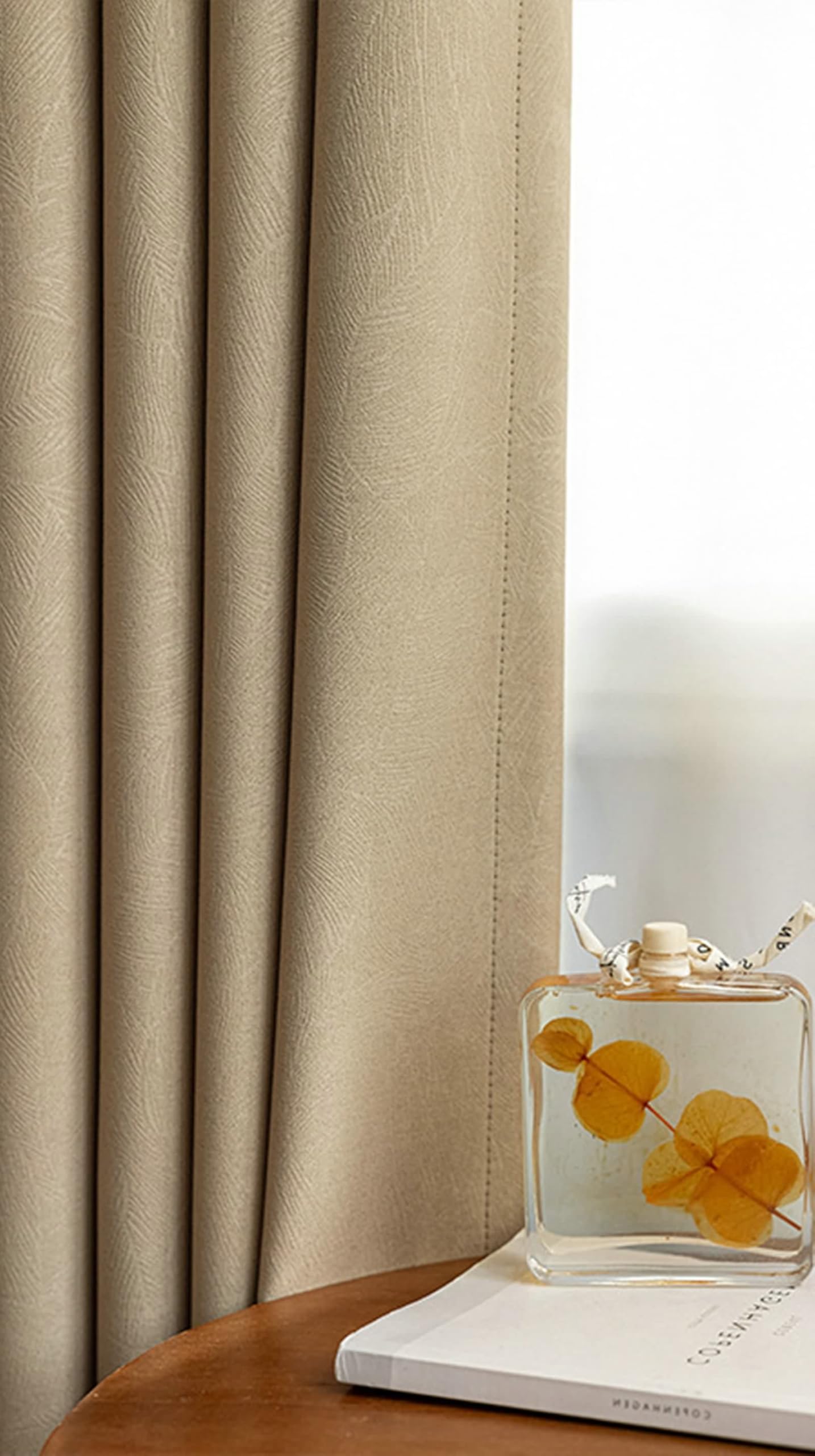 Rideau Occultant Chambre, Rideau Chambre Long Café Chenille Couleur Unie avec Textures Lot de 2 LxH 132x229cm