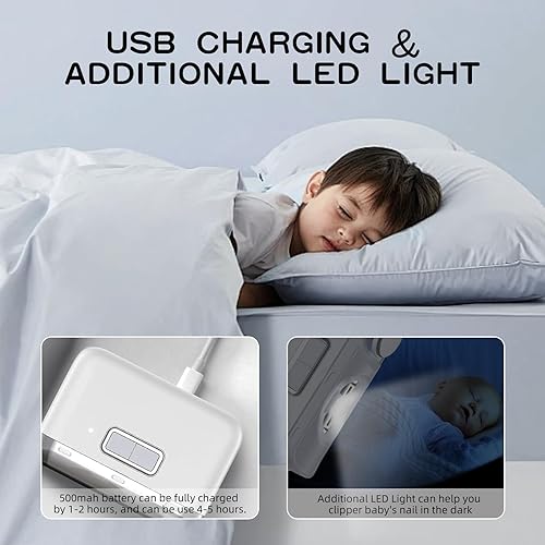 Miniatura 6 de Cortaúñas eléctrico, cortaúñas automático con 2 velocidades ajustables, cortador de uñas recargable inalámbrico con luz LED, recortador de uñas