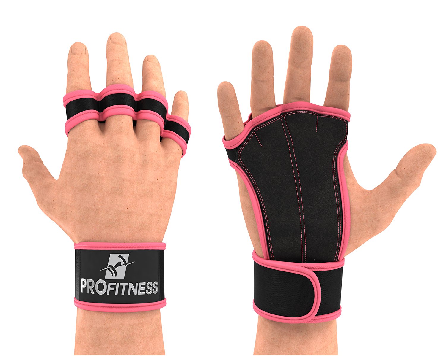 ProFitness Ventilated Cross Training Gloves with Wrist Support - Split Leather with Silicone Padding for Strong Grip + Protection from Injury - for Gym Workout, Weightlifting, Powerlifting & WOD