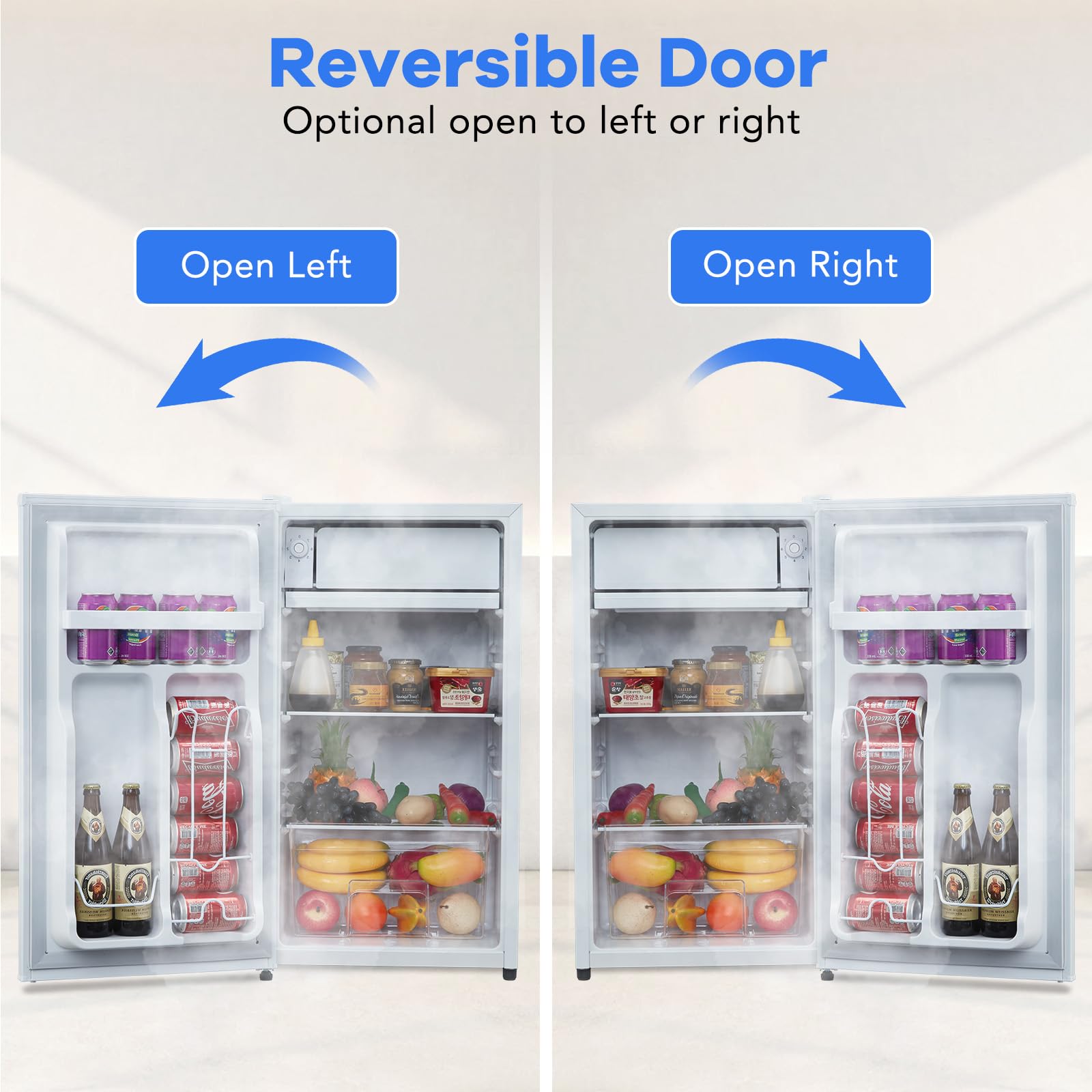 4.3 Cu.Ft Single Mini Refrigerator-Freezer Compartment-Adjustable Thermostat Control-Reversible Doors-Ideal For Dorm, Office, RV, Garage, Apartment on Fridge.com - View 4
