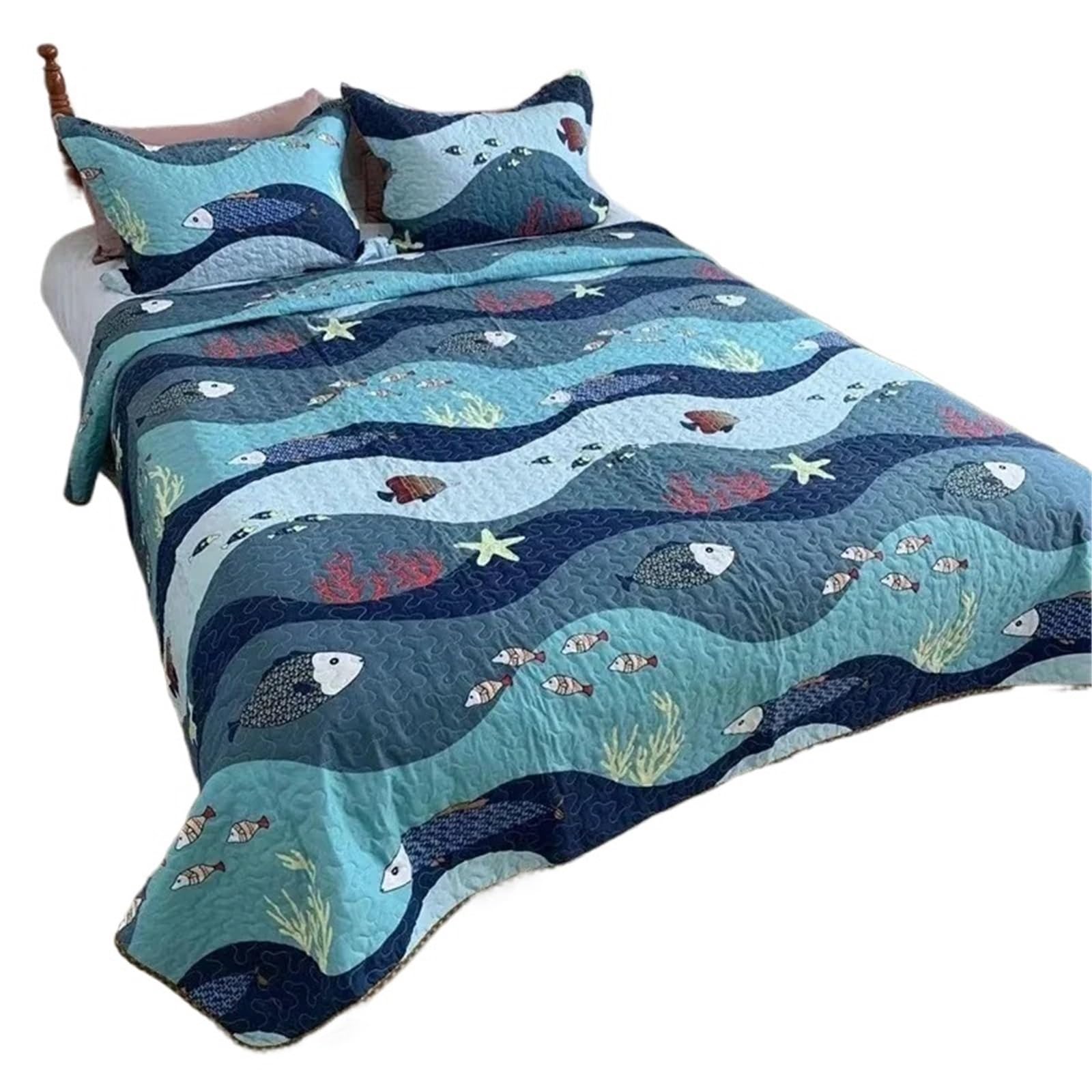 DAJGRHE Bedspread 1PC Washed Cotton Bed Cover Summer Quilt Twin Queen Coverlet Blanket No Pillowcase(Color 01,220x240cm)