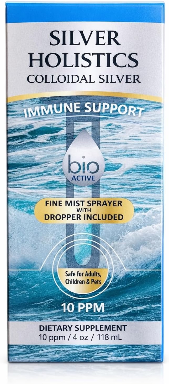 Silver Holistics Colloidal Silver Liquid Bundle – Includes 4 oz Glass Spray Bottle & 16 oz Glass Refill Solution w/Free Dropper - 10 ppm Immune Support Supplement for Children, Adults, & Pets