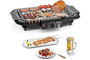 Electric BBQ Grill, Indoor/Outdoor Grill, 2000W Electric Grill, Non-Stick Grill Plate