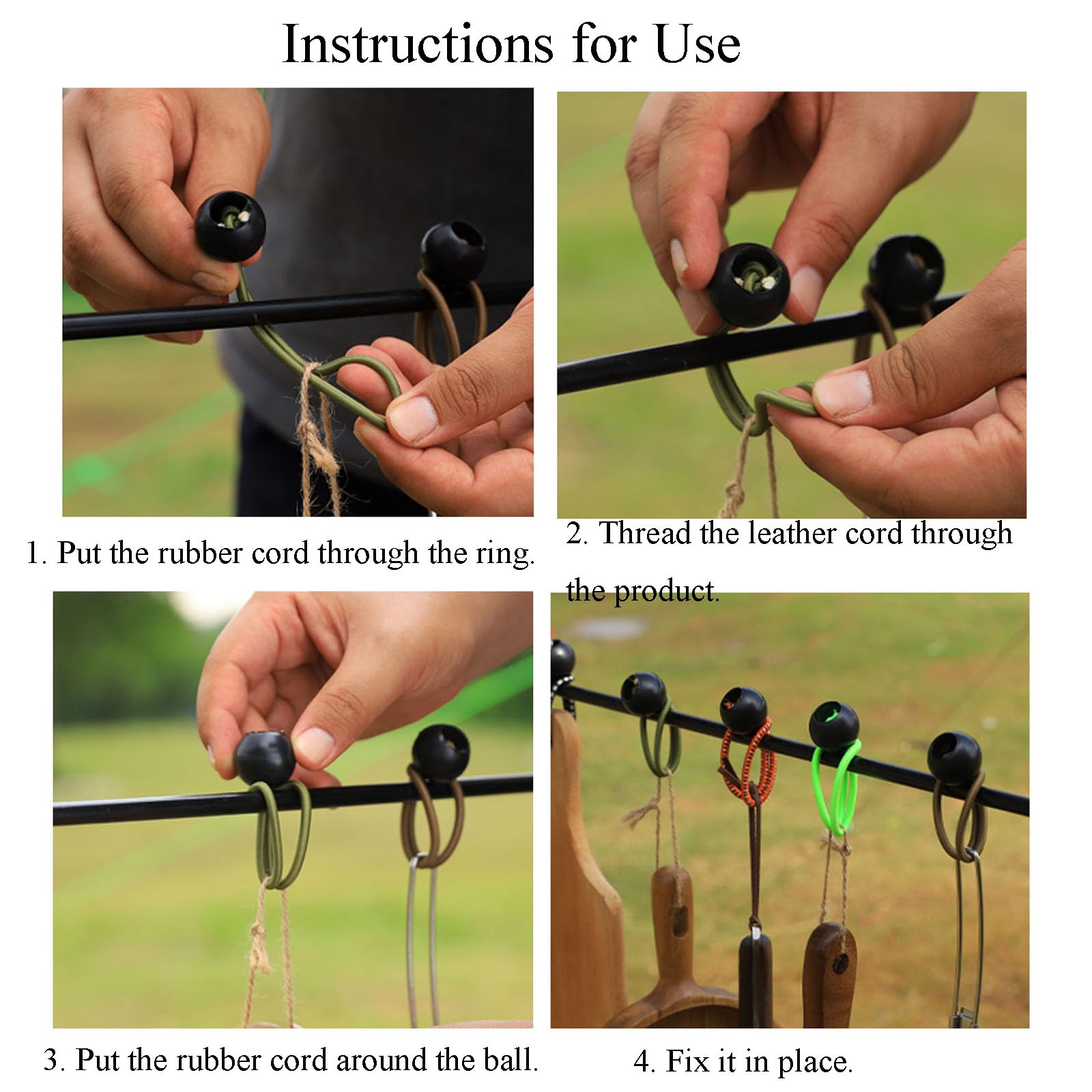 CONGGUAN 12 Pcs Bungee Cord with Balls Heavy Duty Tarp Bungees Ties Elastic Tie Down Straps for Tarpaulin Tent Canopy Marquee Banner Shade Net for Outdoor Use - Image 3