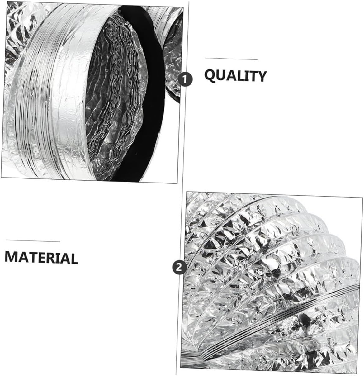 Gadpiparty Double-Layer Thick Aluminum Foil Telescopic Air Duct Flexible Vent Hose for Kitchen Exhaust High Temperature Resistant 5 Feet Length for Range Hoods and Air Conditioners