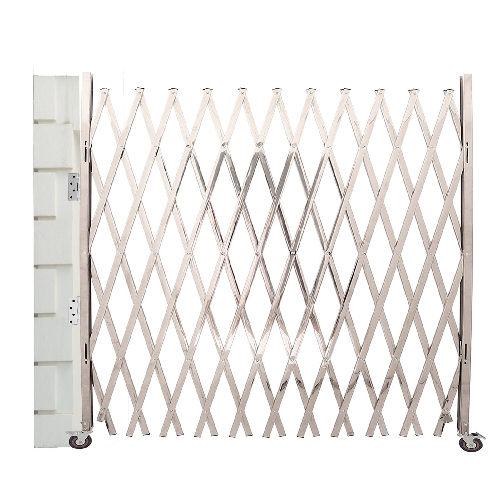 YNIYUJKL Folding Scissor Gate With Casters Retractable Traffic Barricade Expandable Security Fence For Schools Malls Eventsconnectable Barrier Door,Silver-150x200cm/59.1x78.7in