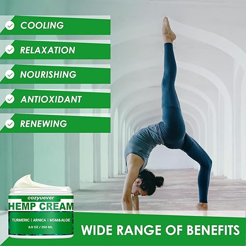 Miniatura 4 de cozyuever Crema de cáñamo natural de 8.5 onzas  Crema de cáñamo con cáñamo, árnica, Msm, cúrcuma, aceite de emú, crema de cáñamo de gran capacidad,