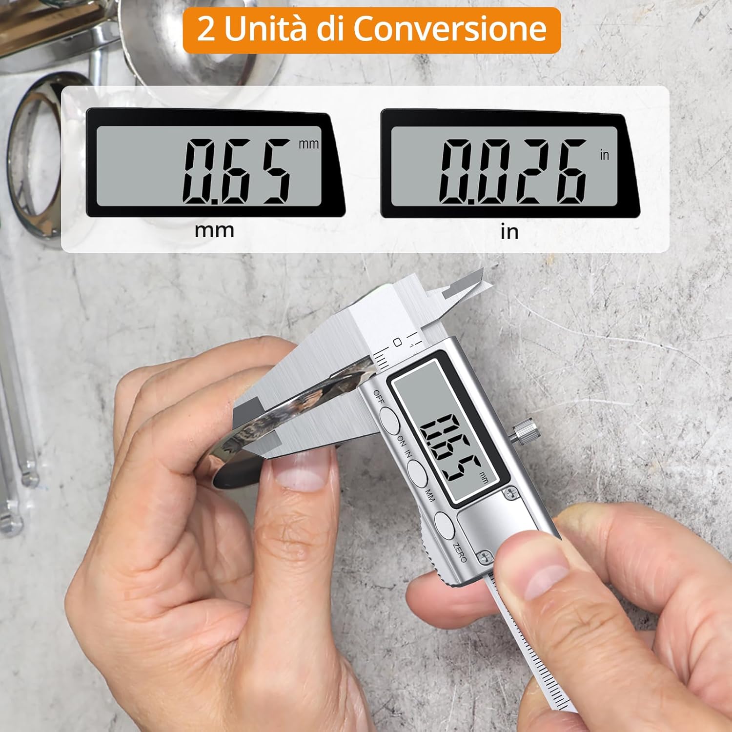 Neoteck Digital Caliper showing measurement in millimeters and inches