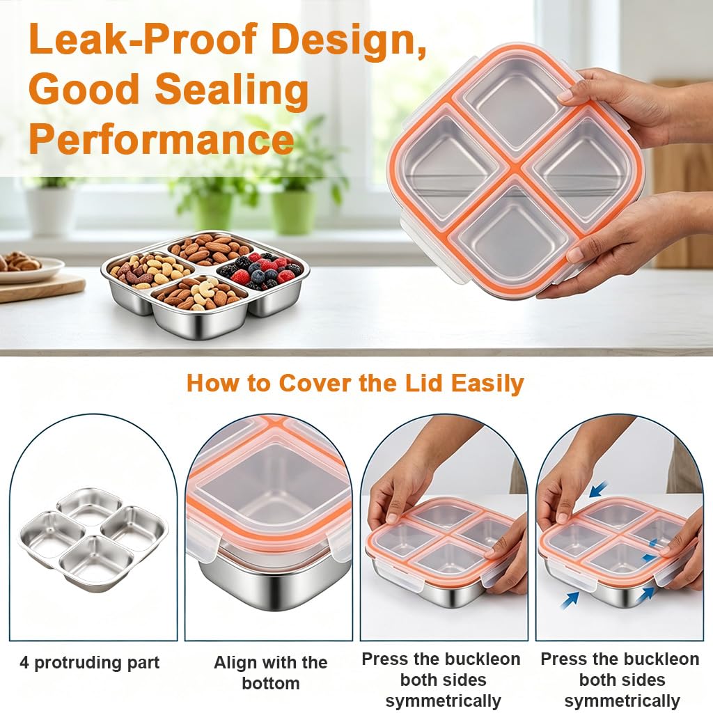Supvox Kids Snack Box - Stainless Steel Lunch Box -3