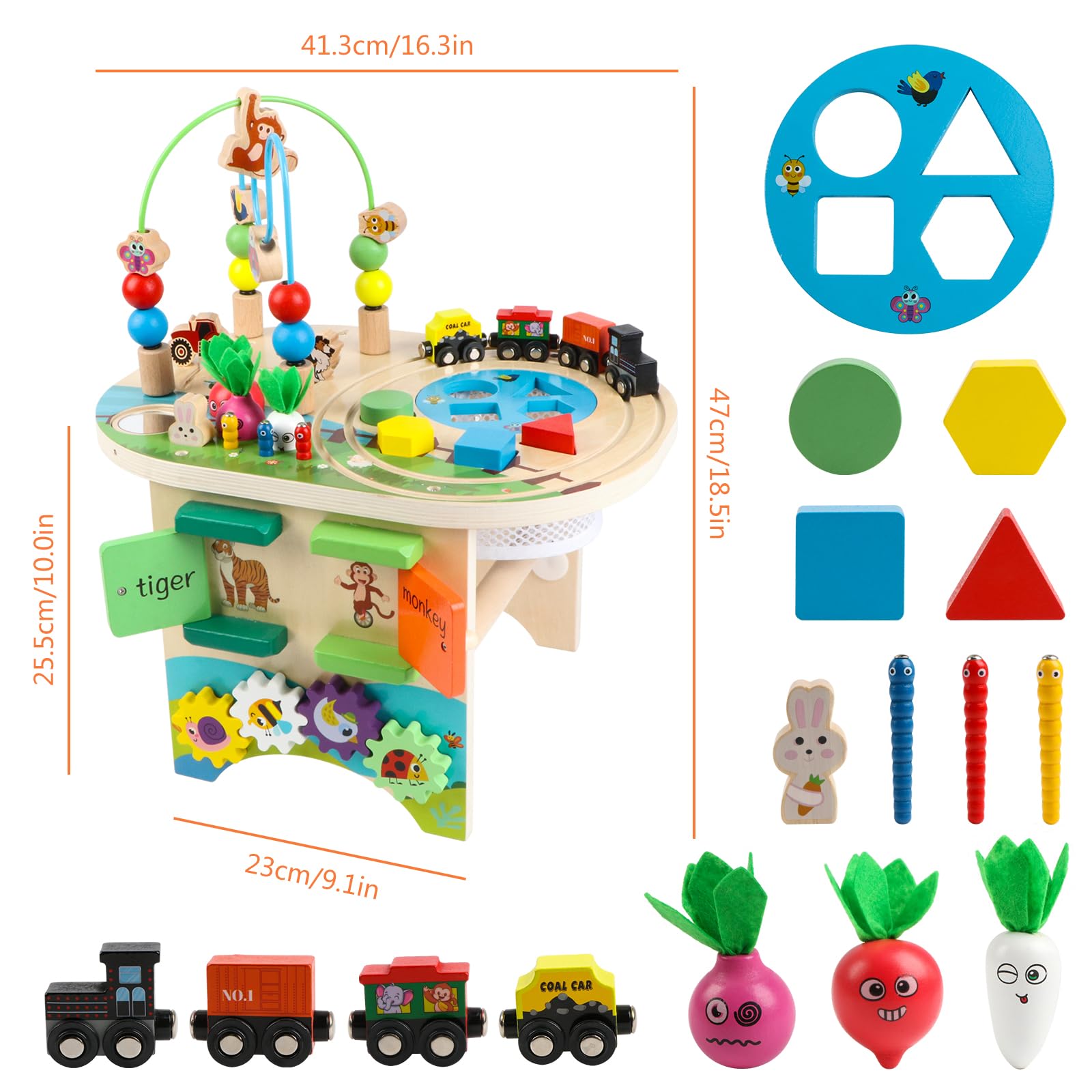 Mesa de Madera con Laberinto de Bolas y Pista de Tren Juguetes Educativos para Niños y Niñas