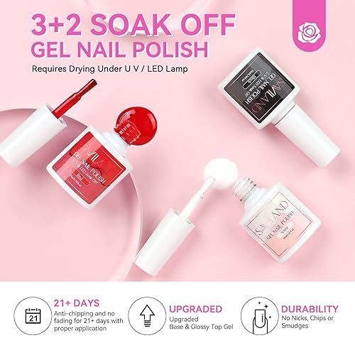 Miniatura 6 de Saviland Kit de uñas acrílicas con taladro y luz UV  Polvo acrílico transparente blanco rosa acrílico líquido negro, rojo y blanco, herramientas de