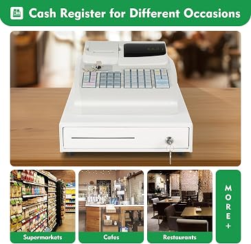 Cash Register with Point of Sale,Electronic Cash Register,Money Register Drawer with Thermal Printer,POS System Cash Register,Multifunction Cash Register,Suitable for Small Business,Retail,Restaurant