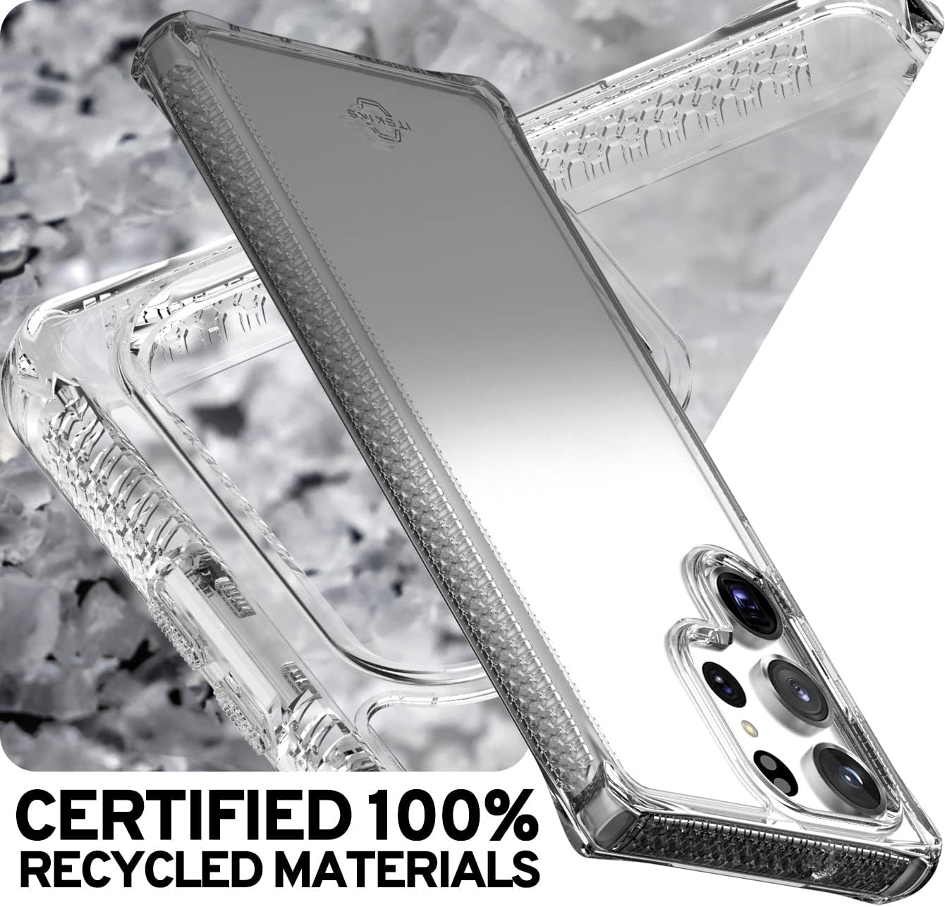 ITSKINS Hybrid R // Ombre Protective Phone Case Compatible with Samsung Galaxy S23 Ultra, Slim Hybrid Case, Anti-Yellowing, Shockproof Cover Military Phone Case - Smoke