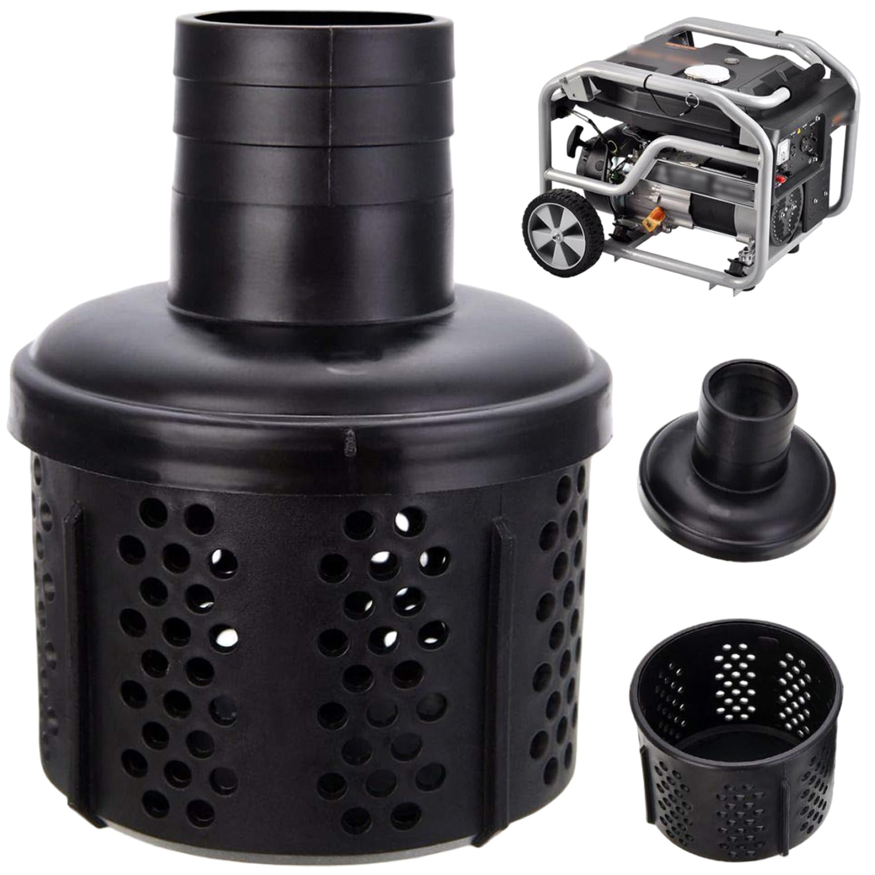 Suction Hose Strainer, 3" Plastic Black Mesh Water Hose Filter, Eco-Friendly Dirty Water Drainage Sewage Strainer, for Pump, Pool, Pond, Black, Garden