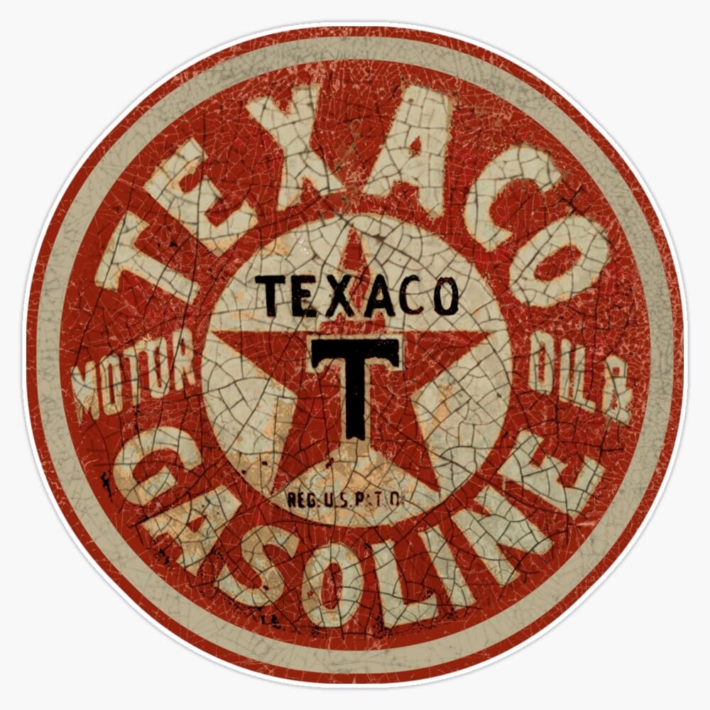 Vintage Hand Painted Texaco Sign USA Window Bumper Sticker Decal 5"