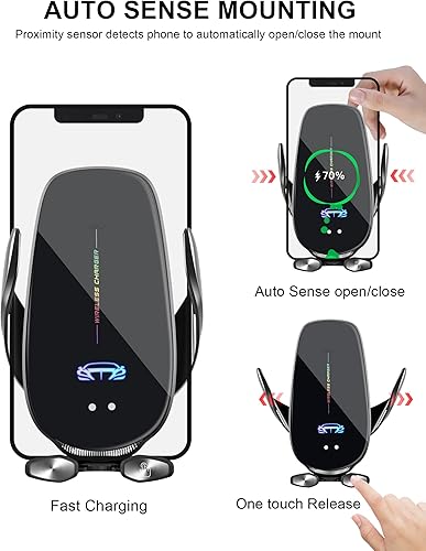 Miniatura 5 de Soporte inalámbrico para cargador de automóvil, carga rápida, sujeción automática de 15 W, soporte inteligente de inducción de control dual para