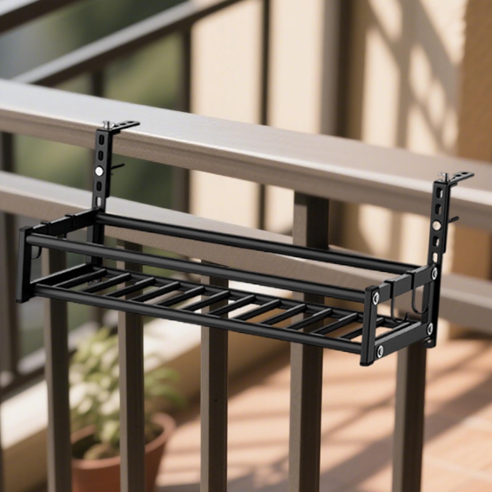 Wytrzymała metalowa wisząca skrzynka na rośliny, 61 cm, balustrada tarasowa i doniczka na balkon do dekoracji ogrodu na zewnątrz, dla miłośników roślin, trwały pojemnik na kwiaty