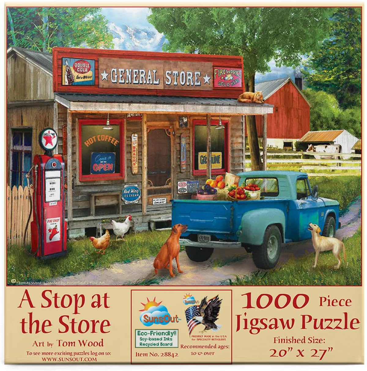 SUNSOUT INC - A Stop at the Store - 1000 pc Jigsaw Puzzle by Artist: Tom Wood - Finished Size 20" x 27" - MPN# 28842