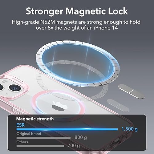 Vista 389 de ESR Funda para iPhone 15 Pro Max, compatible con MagSafe, de grado militar, negro transparente