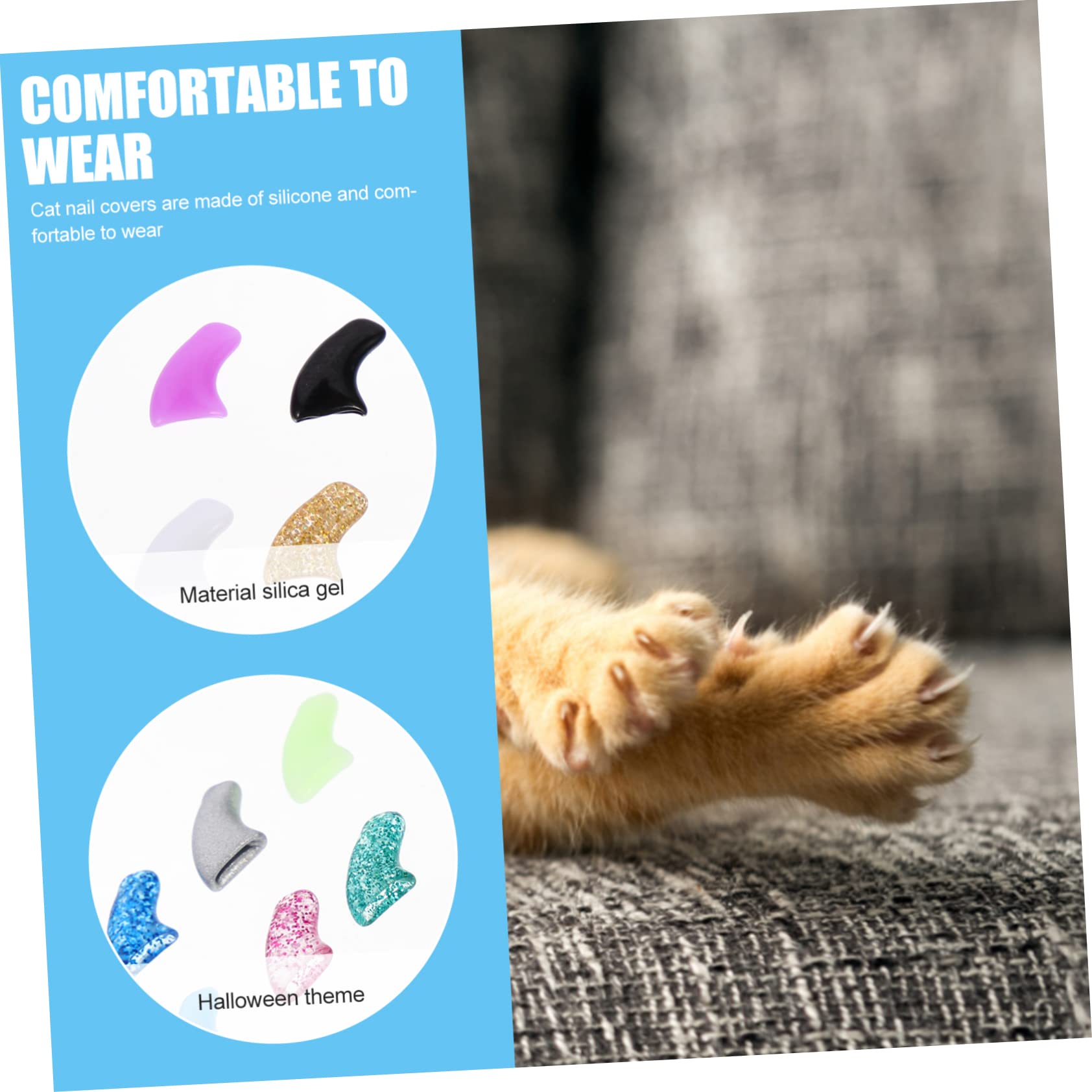 BESPORTBLE 40 Ensembles Kit D'ongles De Chat Capuchons D'ongles De Chat Colorés Chaton Accroche Les Couvre-Ongles Griffes De Chat avec De La Colle Couvre-Ongles pour Chat Gel De Silice