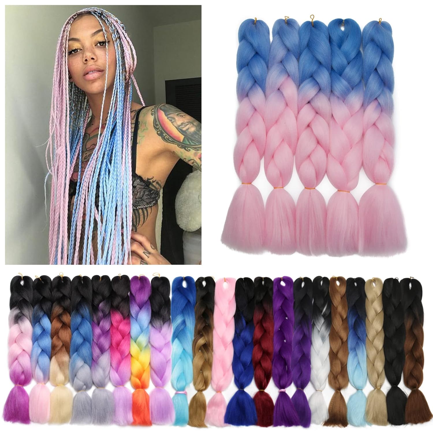 Benehair Ash Blonde Braiding Hair 6 Bundles/lot 24inch Jumbo Braiding Hair Extensions High Temperature Synthetic Braid Hair Braiding Hair Pre Stretched Braid Extensions