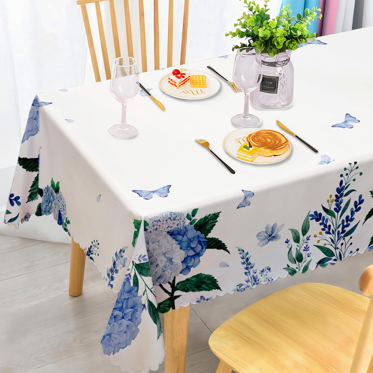 Hydrangea Flowers Tablecloth Rectangular Wipe Clean Table Cloth Polyester Waterproof Circular Table Cover Wipeable for Home Dinning Kitchen Garden Picnic Patio Party Outdoor, 110x140cm-image-49