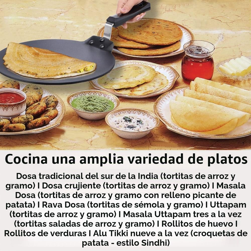 Futura Hawkins Q41 Antiadherente Dosa Tava Plano/Plancha, Negro, 11"