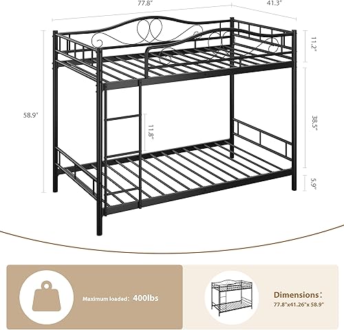 Miniatura 24 de GAOMON Marco de cama de hierro moderno y elegante con cabecera y estribo, estructura de soporte firme, marco de cama de plataforma de metal, no