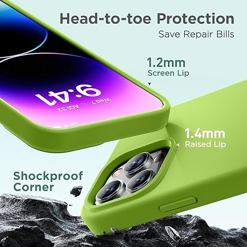 Miniatura 5 de Mizi Funda de silicona líquida para iPhone 15 Pro de 6.1 pulgadas, delgada de 3 capas de goma de gel suave, a prueba de golpes, con forro de