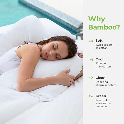Miniatura 4 de Cariloha Resort Juego de fundas de almohada de bambú y viscosa, fundas de almohada transpirables y refrescantes para personas que duermen con calor,