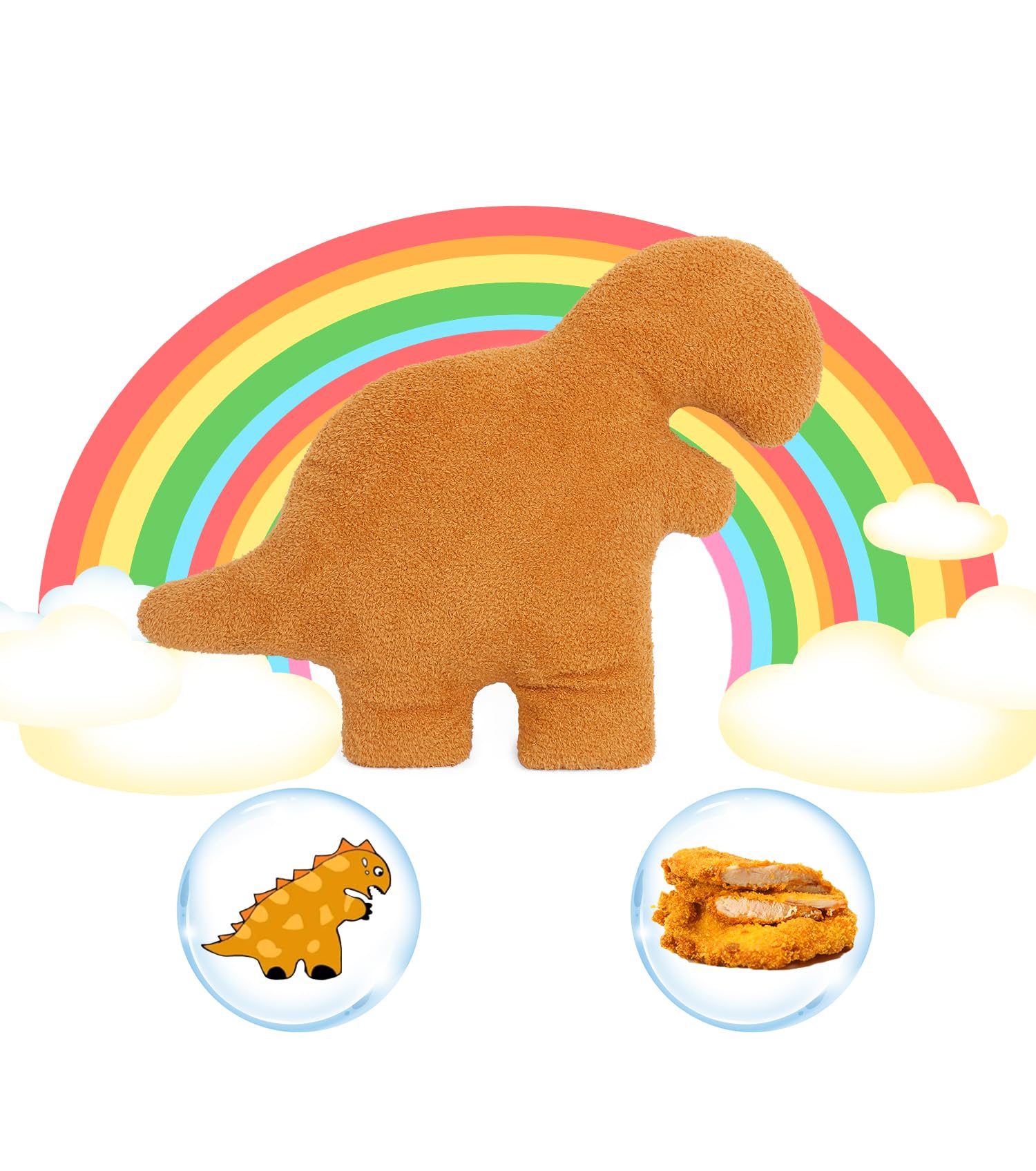 Dino Nugget Pillow, 16 inch Chicken Nugget Plush Toys Cute Dinosaur Stuffed Animals Gift for Boys Girls Room Decoration (Tyran rex)