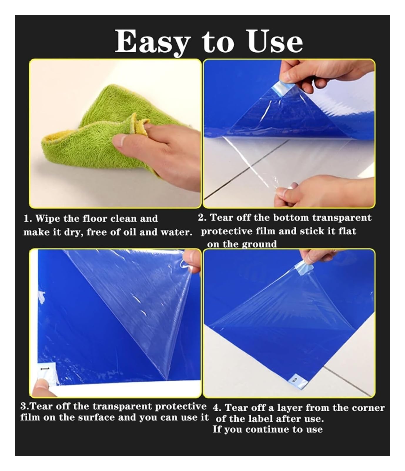 Klebematte, BAU oder Reinraum – Packung mit 10 Klebematten – 30 Blätter pro Matte – Klebende Bodenmattenlösung – Klebende Türmatten (45 x 60 cm)