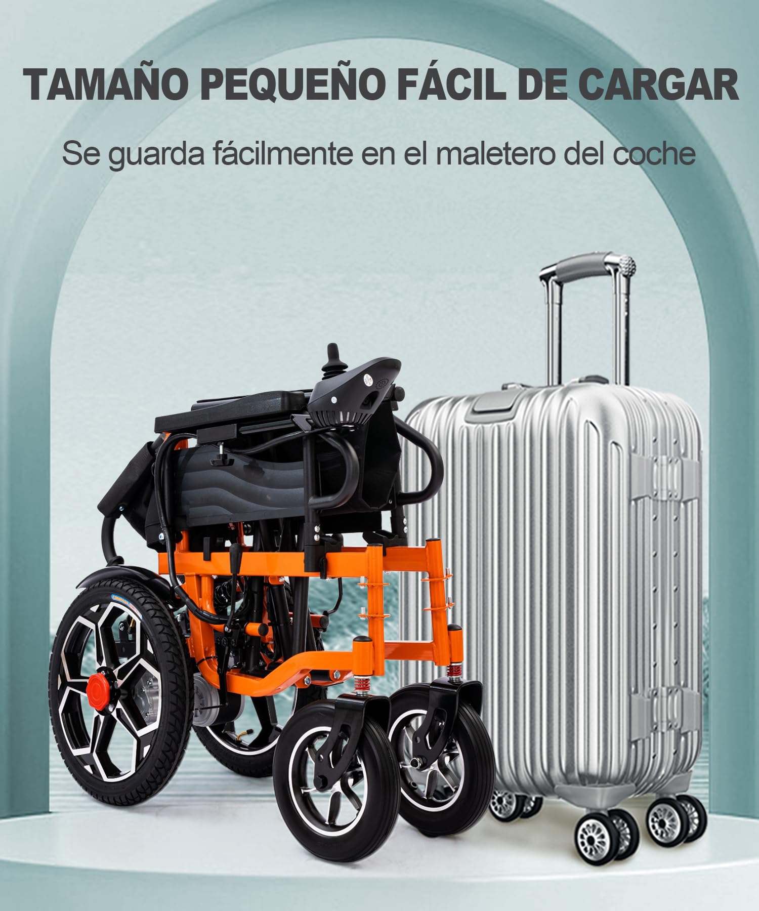 D09 silla de ruedas eléctrica – asiento ancho para grandes, con 42cm neumáticos todoterreno, Autonomía hasta 30Km,motor de 500W, batería 20Ah, capacidad de carga 150kg, ideal para viajes y uso diario