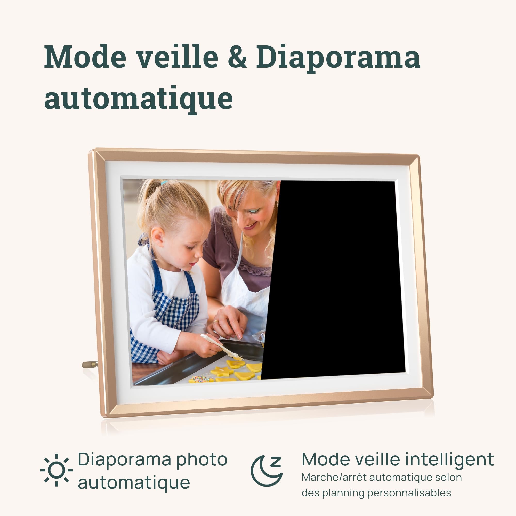 ARZOPA Cadre Photo Numérique Connecté Stockage Cloud Gratuit et Illimité HD Écran Tactile Cadre Numérique Photo en Metal Partager Photos Vidéos Illimitées Cadeau Personnalisé Parfait 10,1" - D10 Gold