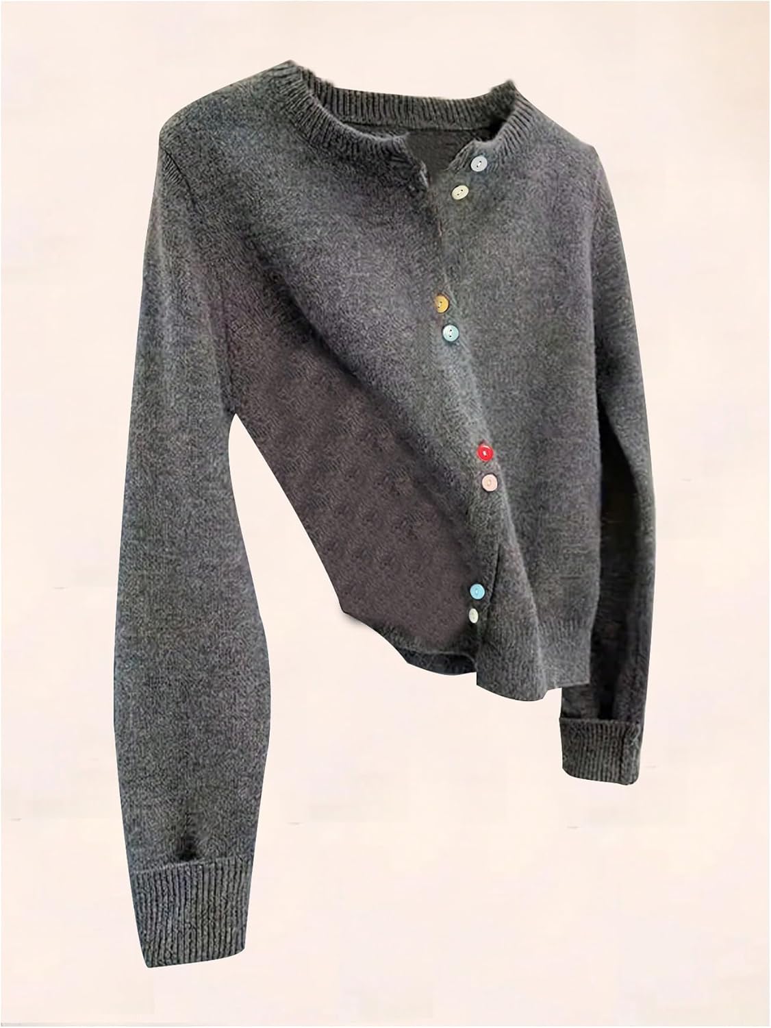 Women's Button Down Cardigan Long Sleeve Crewneck Sweaters Cardigans Knitted Outerwear Fall Outfits - Image 5