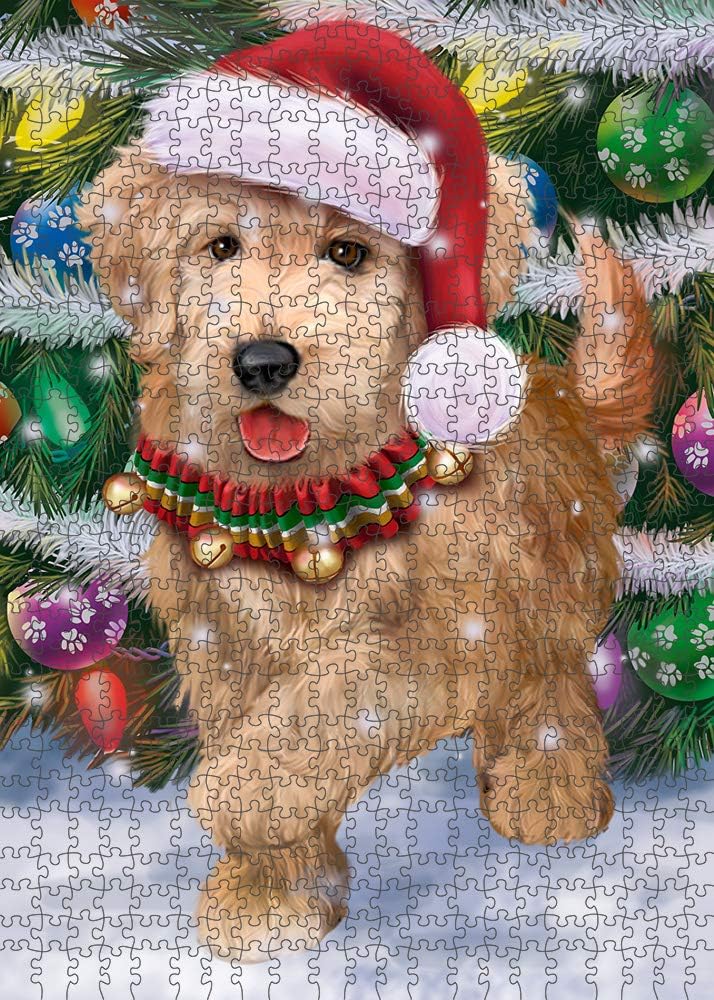 Christmas Trotting in The Snow Goldendoodle Dog Jigsaw Puzzle for Adults - Animal Printed Interlocking Puzzle Game Artwork - Gift for Dog Lover's -1000 Pcs 29.5"x19.7", PZLE53995