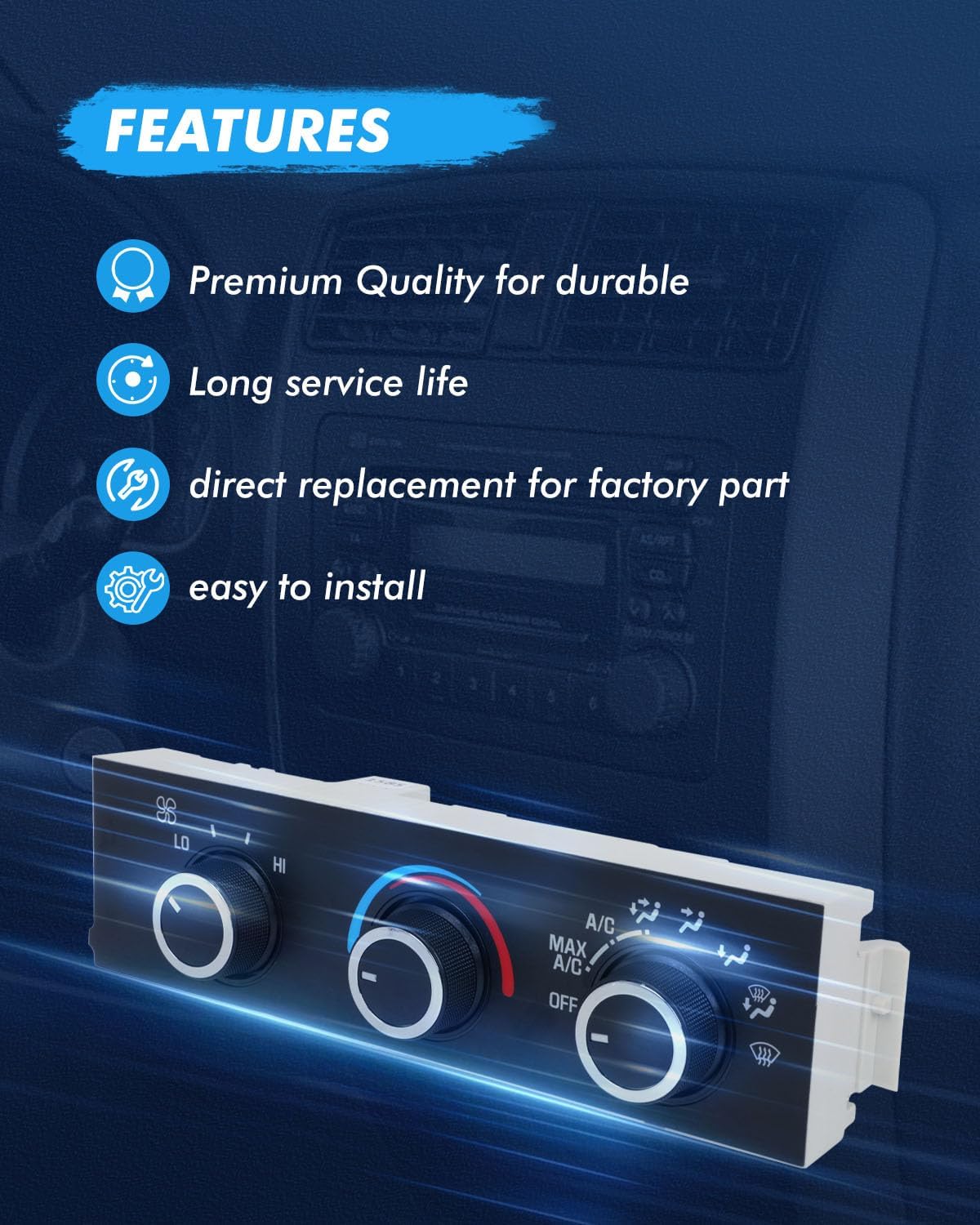 ECCPP 1574772 Climate Control Module AC Heater Climate Control Panle Switch 2008-2014 for Chevrolet Express 1500/2500/3500 for 2008-2014 GMC Savana 1500/2500/3500