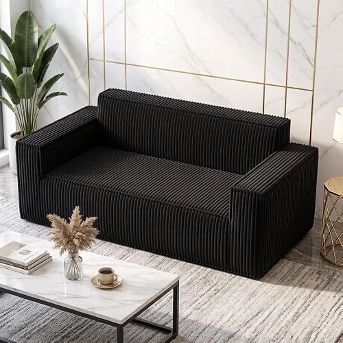 Canapé 2 places velours côtelé noir 178 cm Yihomfy