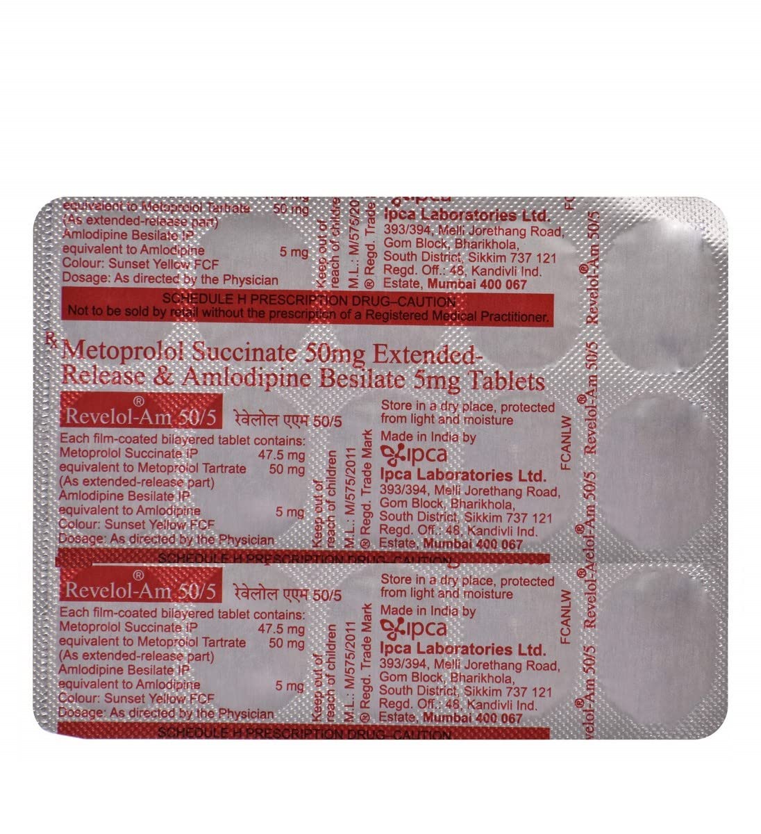 Revelol Am 50/5 - Strip of 15 Tablets