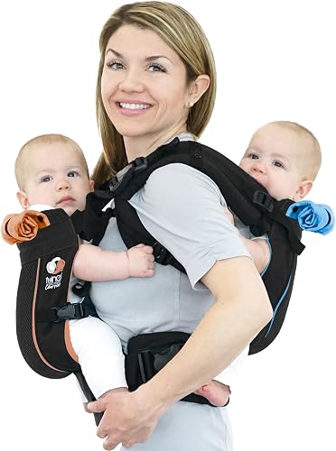 TwinGo Carrier - Air Model - Classic Black - Great for All Seasons - Breathable Mesh - Fully Adjustable Tandem or 2 Single Baby Carrier for Men, Woman, Twins and Babies 10-45 lbs
