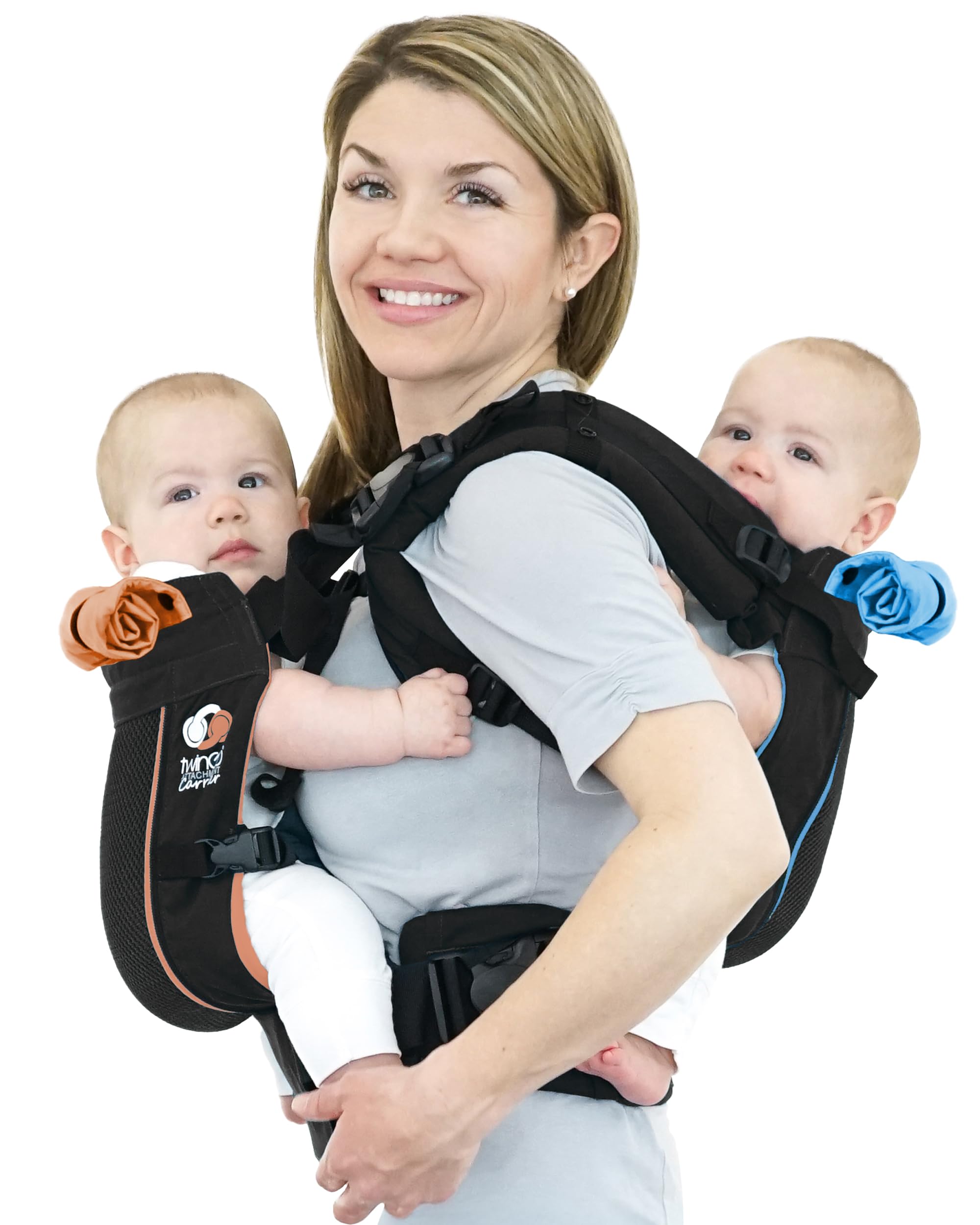 TwinGo Carrier - Breathable Twin Baby Carrier That Separates into 2 Baby Carriers, Adjustable Twin Carriers for Babies and Toddlers (10-45 lbs), Fits Adults XS-XXL - Air Model, Classic Black