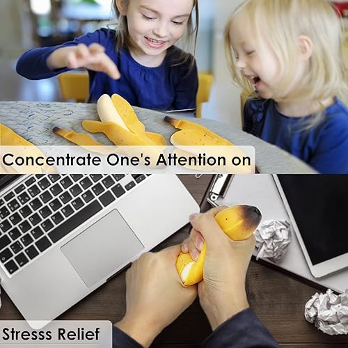 Miniatura 2 de YANZHE 2 juguetes esponjosos de plátano, juguetes de simulación de plátano estrujables, súper suaves para aliviar el estrés, regalos de fiesta de