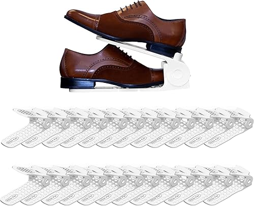 shoe pal Organizador de ranuras para zapatos para armario con 4 apiladores de zapatos ajustables, pequeño ahorro de espacio, soporte para zapatos de