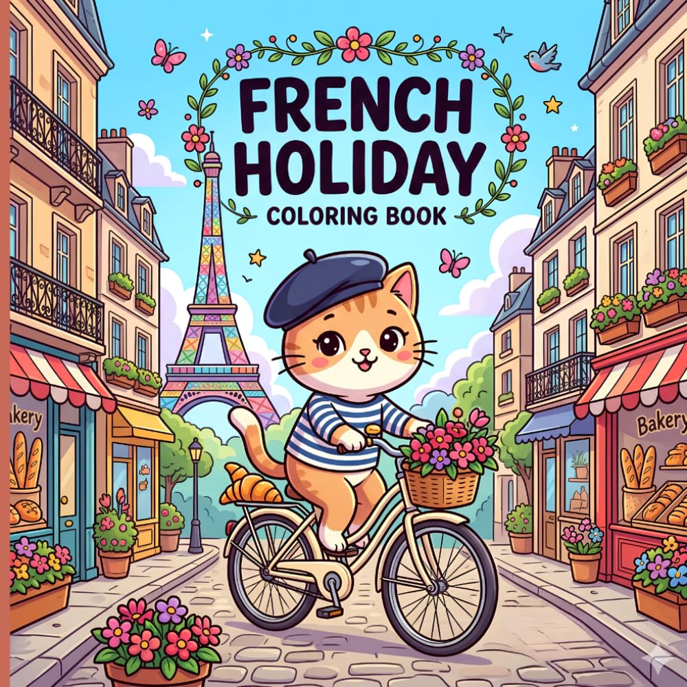French Holiday Coloring Book: Relax and Color Your Way Through a Kawaii French Getaway