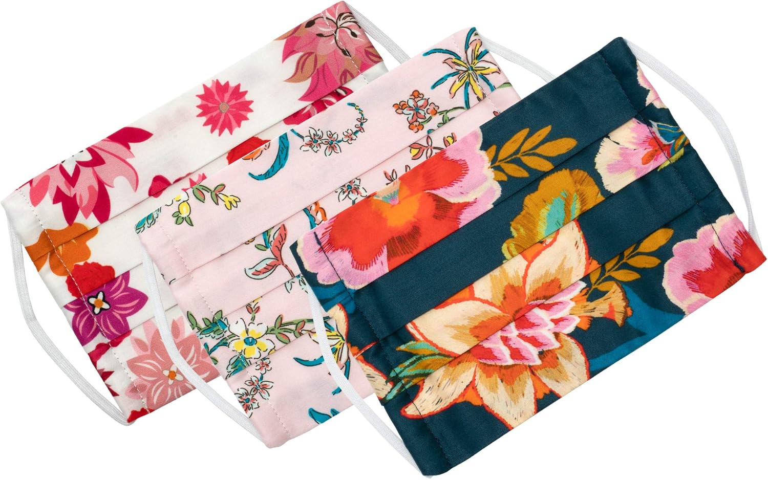 Medi+Sons Supply Re-usable Washable Designer Fabric Small Kid Size Girls Face Covering Mask, Light Floral 3 Pack