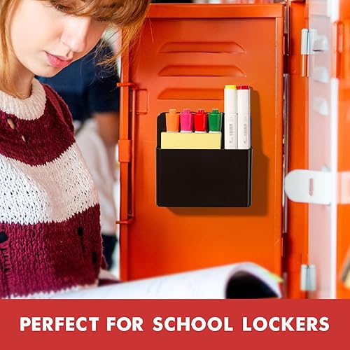 Miniatura 6 de BEYGORM Paquete de 2 soportes magnéticos de plástico para bolígrafos para refrigerador, soporte magnético para rotuladores de borrado en seco para