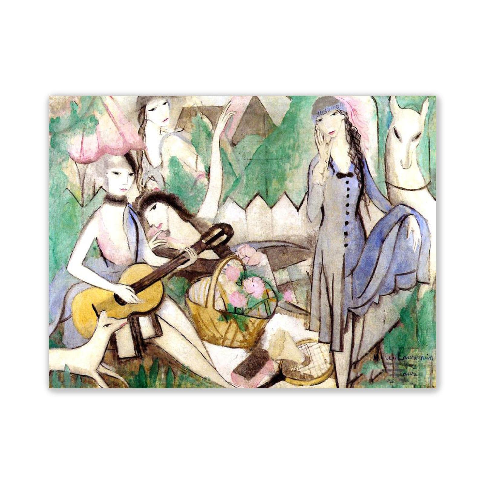 Marie Laurencin Bilder Leinwand| XXL-Abstrakte Wandkunst Frau Bild Leinwand Gemälde|Wandbild Poster Kunstdruck Als Leinwandbild|Wand-BilderEin pastorales Konzert' 90x125(35x49in)Rahmenlos